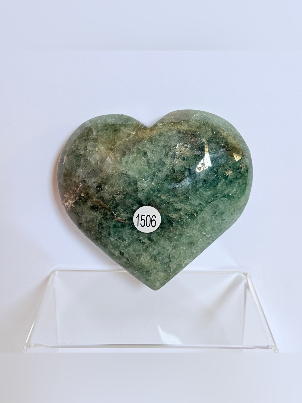 Stunning Green Strawberry Quartz Heart Polished Crystal Paperweight 1.2lb 4.5” - Picture 4 of 14